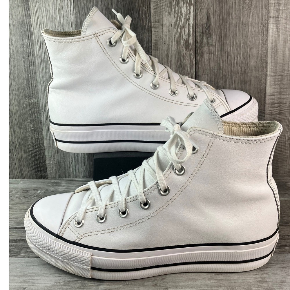 Converse Chuck Taylor All Star Platform Hi White Leather Women 9.5 561676C